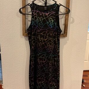 Black Dress with Multicolor Abstract Pattern NWT